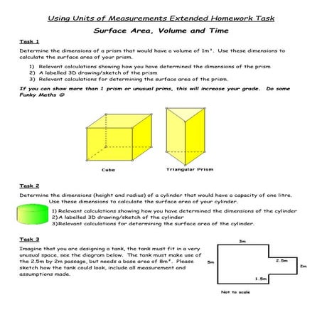 Using units of measurements extended homework task