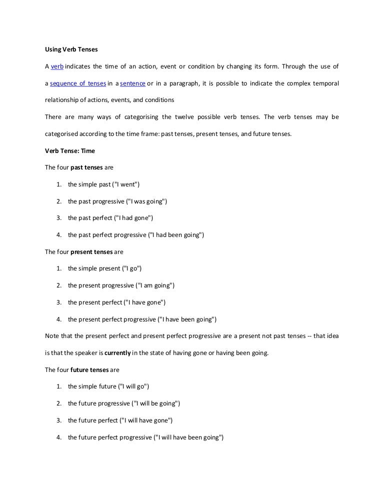 Using verb tenses