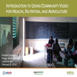 Using video for health, nutrition, ...