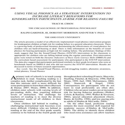 Using visual phonics as a strategic intervention to increase literacy