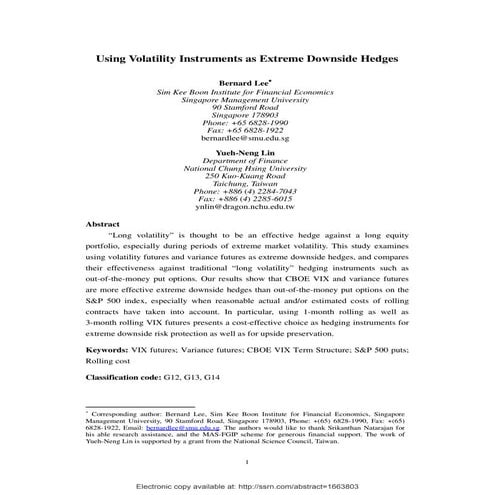 Using Volatility Instruments As Extreme Downside Hedges-August 23, 2010