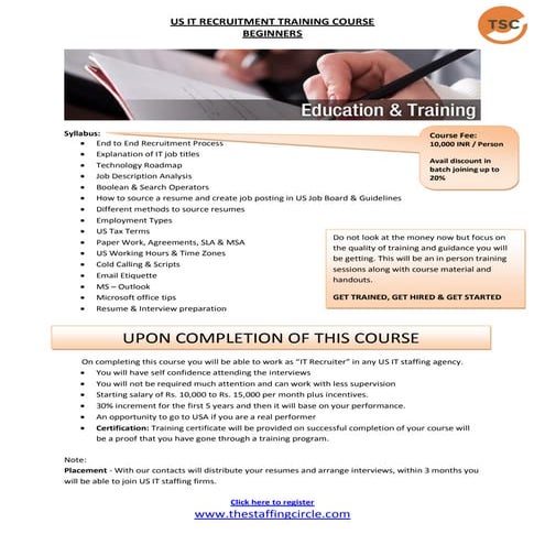 US IT Staffing Training Program Course