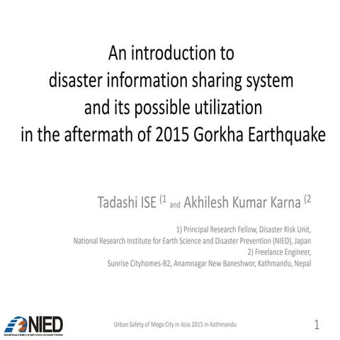 An introduction todisaster information sharing system and its possible util...