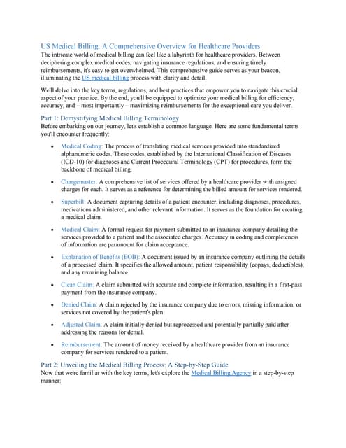 The medical billing process | PDF | Health Insurance | Insurance