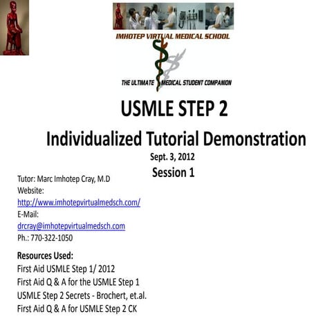 USMLE STEP 2, Individualized Tutorial Demonstration—Sept. 2012 Session 1