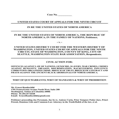 UNITED STATES OF NORTH AMERICA QUO WARRANTO