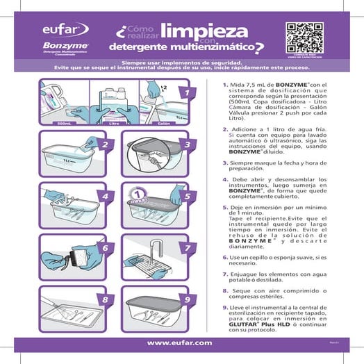 ¿Cómo lavar instrumental quirúrgico con Jabón enzimático Bonzyme? 