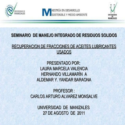 Uso de aceites lubricantes usados