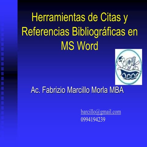 Uso de herramientas de citas y referencias bibliograficas en ms word