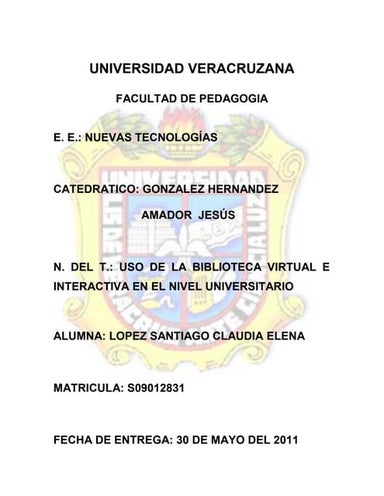 Uso de la biblioteca virtual e interactiva en el nivel universitario