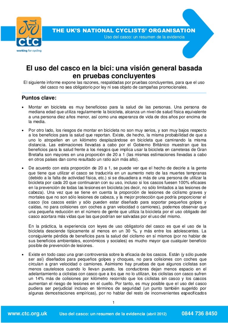 Uso Del Casco Un Resumen De La Evidencia