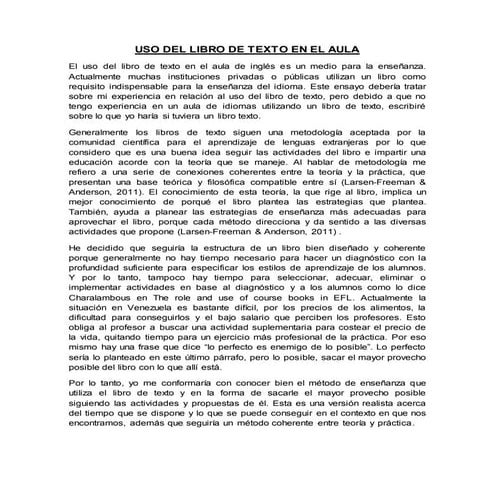 Uso del libro de texto en el aula de clase