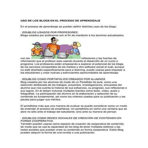 Uso de los blogs en el proceso de aprendizaje