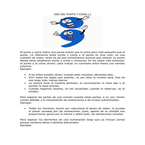 Ejemplos De Uso Correcto Del Punto Y Coma