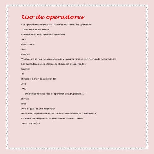 Uso de operadores