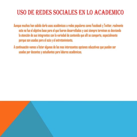 Uso de redes sociales en lo academico