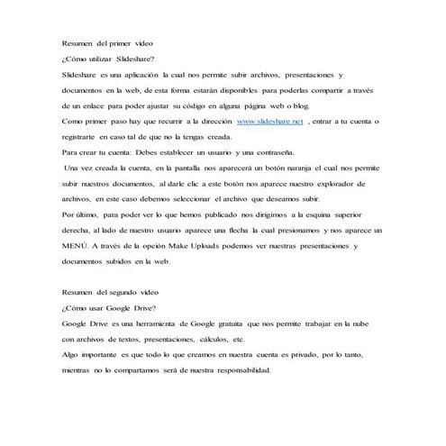 Uso de slideshare y google drive