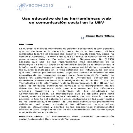 Uso educativo de las herramientas web en comunicación social en la ubv