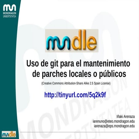 Uso de git para el mantenimiento  de parches locales o públicos