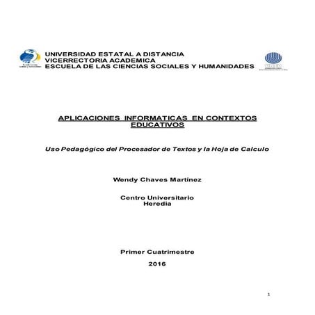 Uso pedagogico del procesador de texto y la hoja de calculo