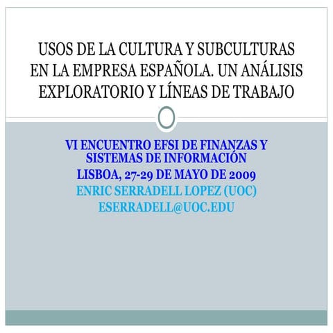 Usos de la cultura y subculturas en la empresa española