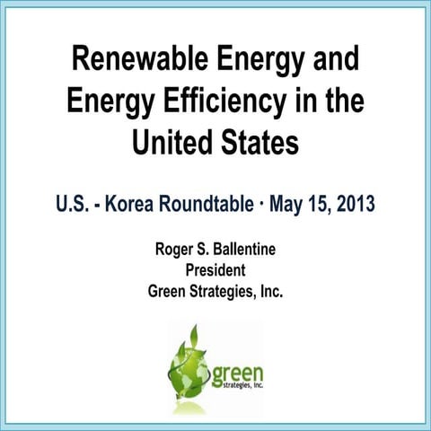 Renewable Energy and Energy Efficiency in the United States