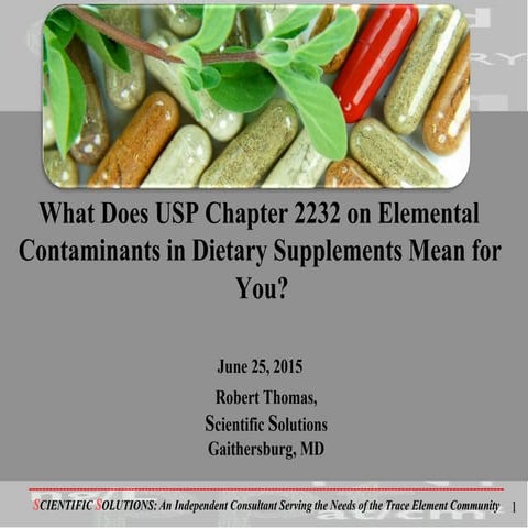 What does USP Chapter 2232 on Elemental Contaminants in Dietary Supplements M...