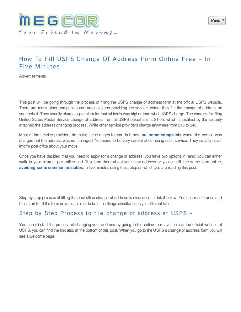 Usps Change Of Address