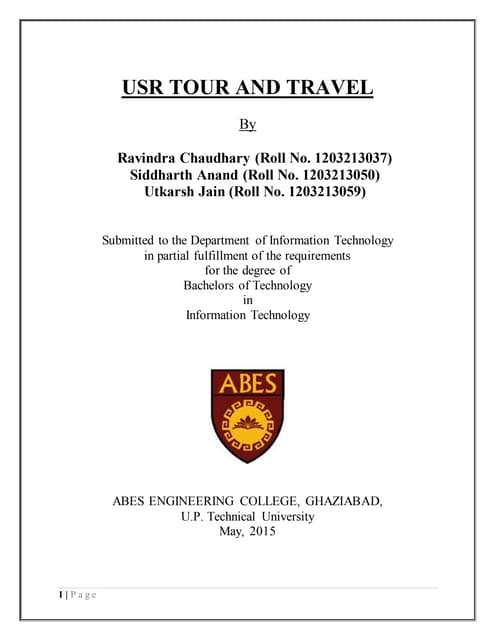 Usr tour and tra vel mini project report