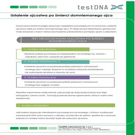 Ustalenie ojcostwa po smierci domniemanego ojca