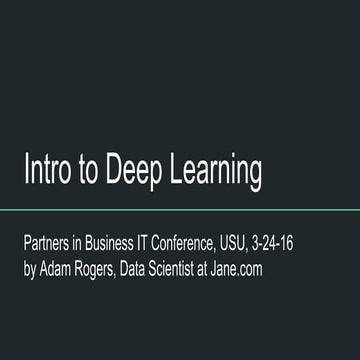 Introduction to Deep Learning