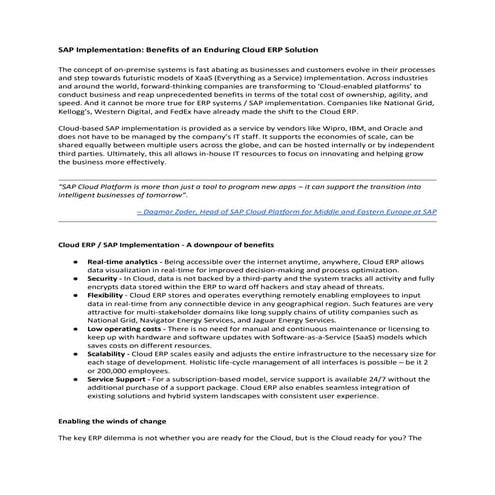 U supdates sap implementation_ benefits of an enduring cloud erp solution