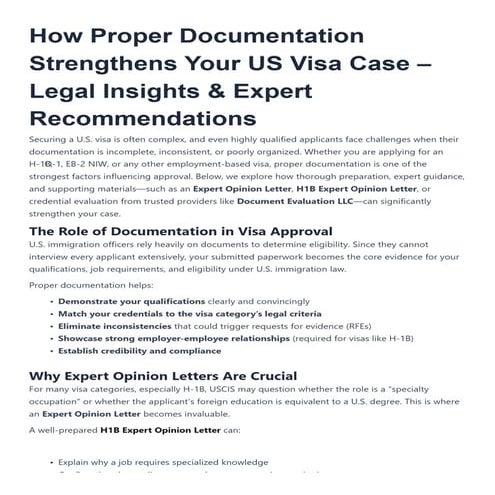 Strengthen Your US Visa Case With Proper Documentation | PDF