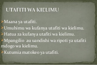 UTAFITI  WA KIELIMU
