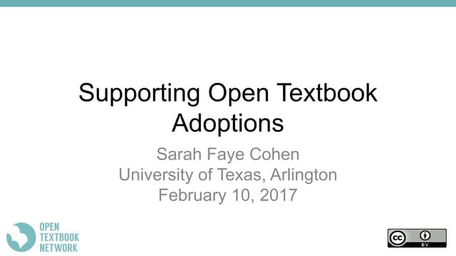 Supporting Open Textbook Adoptions: University of Texas, Arlington