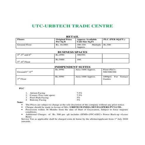 Utc price-list call9958959555 