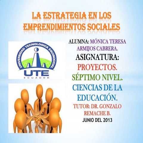 Ute   la estrategia en los emprendimientos sociales
