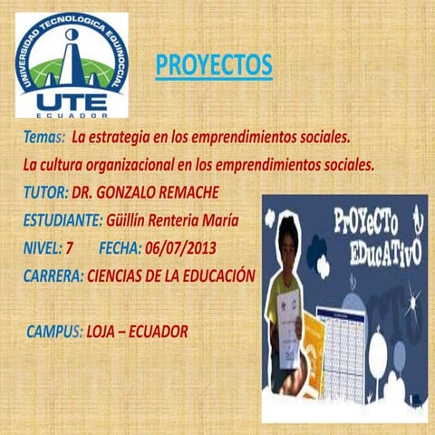 Ute la estrategia en los emprendimientos sociales la cultura organizacional e...