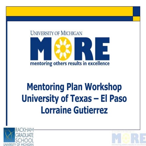 Mentoring Plan Workshop, Winter 2012