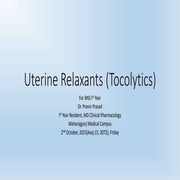 Uterine relaxants (tocolytics)