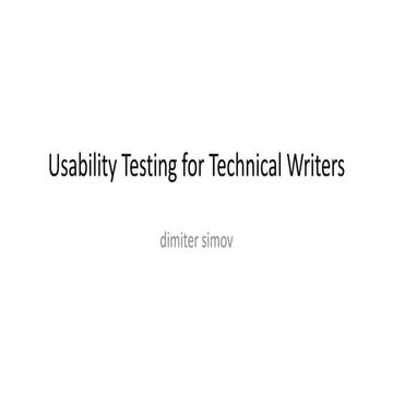 Usability Testing for Technical Writers