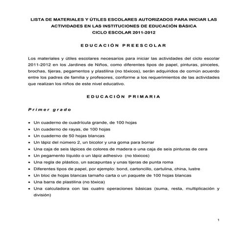 Utiles escolares2011 2012