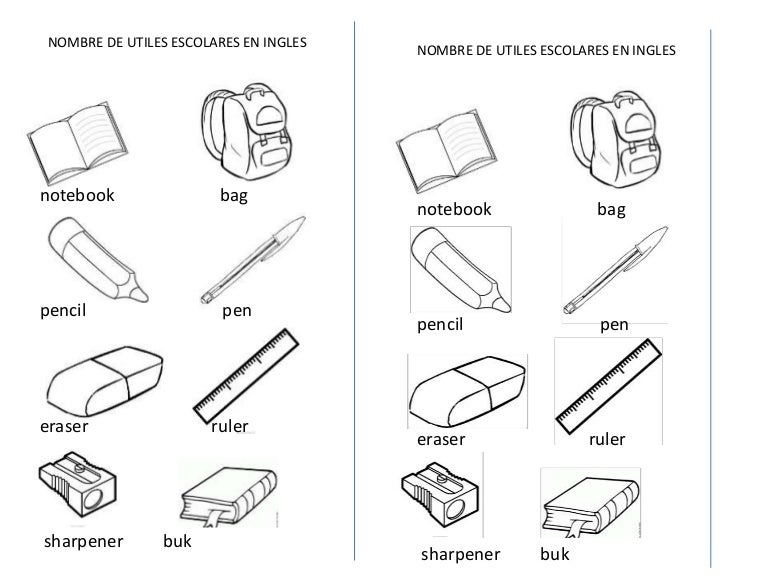 Utiles escolares en ingles