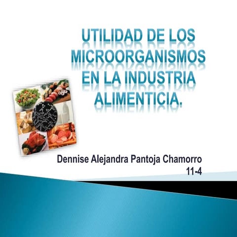 Utilidad de los microorganismos en la industria alimenticia | PPTX