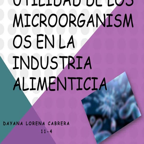 Utilidad De Los Microorganismos En La Industria Alimenticia | PPTX