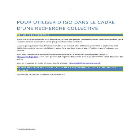 Utilisation diigo