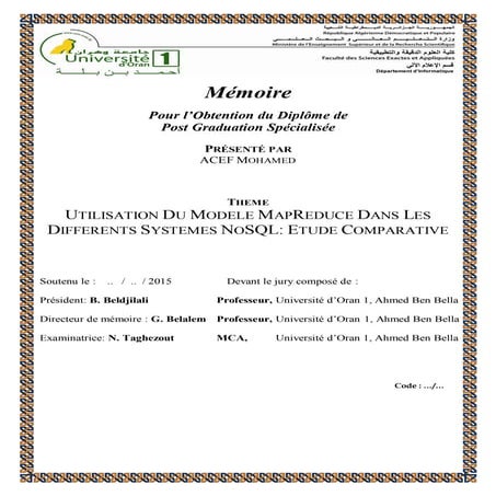 Utilisation du modele mapreduce dans les  differents systemes nosql etude com...