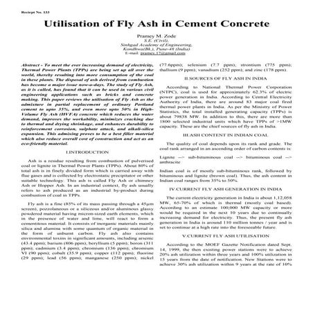 Utilisation of Fly Ash in Cement Concrete | PDF