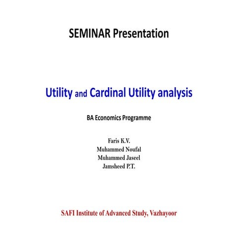 Utility and cardinal utility analysis