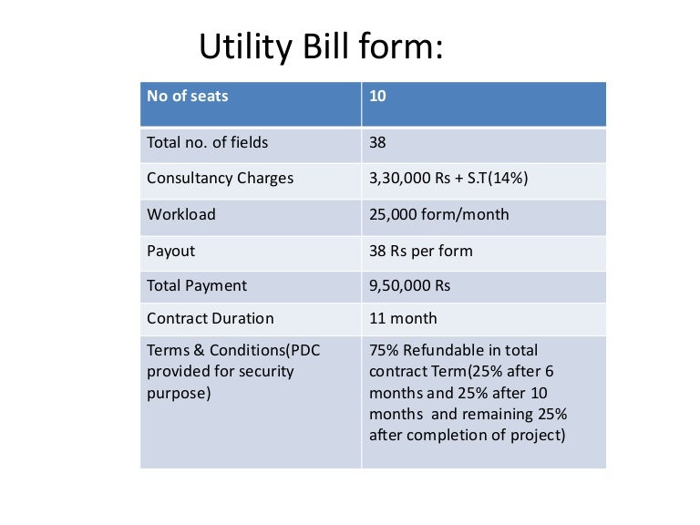 Utility bill form Filling Process We Providing